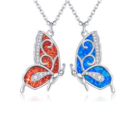 ONEFINITY Butterfly Bff Necklace for 2 925 Sterling Silver Friendship Necklaces for 2 Girls Necklace Gifts For Girls Women Friends Long Distance Jewelry Gift for Men Women