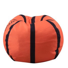 18 Inch Storage Bean Bag,Toy Storage Organizer and Bean Bag Chair with Zipper for Kids Plush Toys Game Play (Basketball)