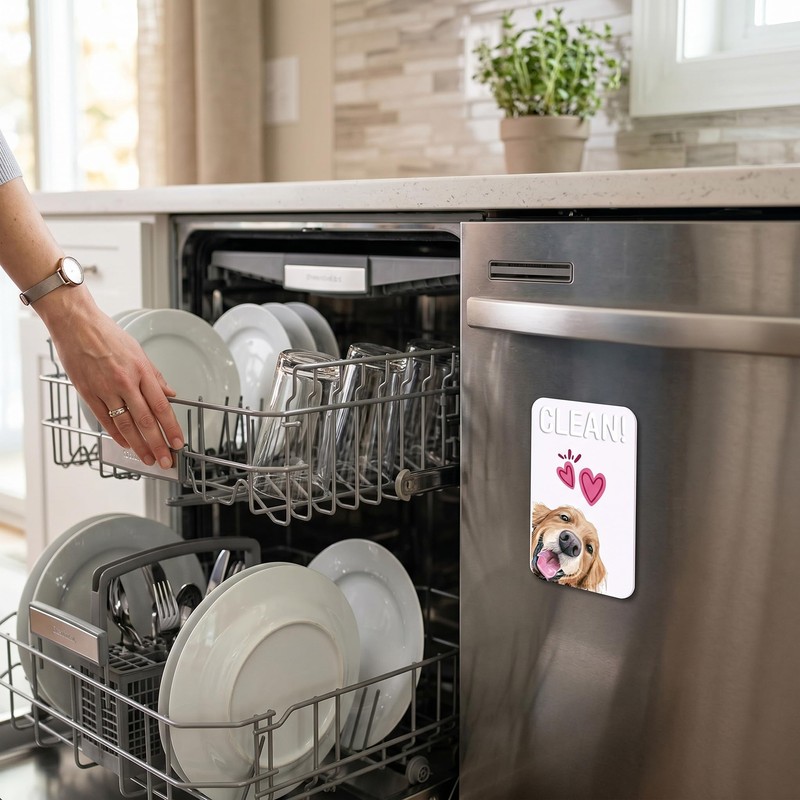 Cute Dishwasher Magnet Clean Dirty Sign - 3.5" x 2.3"