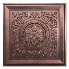 WOWSTAR 12-Pack 24"x24" Drop Ceiling Tiles, Waterproof Glue up Ceiling Panels, Vintage Style 3D Ceiling Tiles, Ceiling Decor, Antique Copper