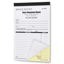Custom Service Invoice Carbonless Form with Your Company Name - 2 Books (100 Sets) Numbered