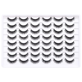 Azenlo False Eyelashes 24 Pairs Faux Mink Lashes 14mm Wispy Lashes 3D Fluffy Cat Eye Lashes （style 062)