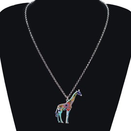 NEWEI Enamel Giraffe Necklace Chain for Women Girls Cute Giraffe Jewellery Gifts, Zinc, No Gemstone