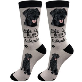 E&S Pets Pet Lover Socks - Dog Socks - Cat Socks - Fun Pet Lover Gifts - Cute Crew Socks - Unisex Novelty Socks - One Size Fits Most (Black Labrador)