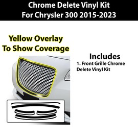 BOGAR TECH DESIGNS Middle Front Chrome Delete Overlay Compatible with Chrysler 300 2015-2023, Gloss Black