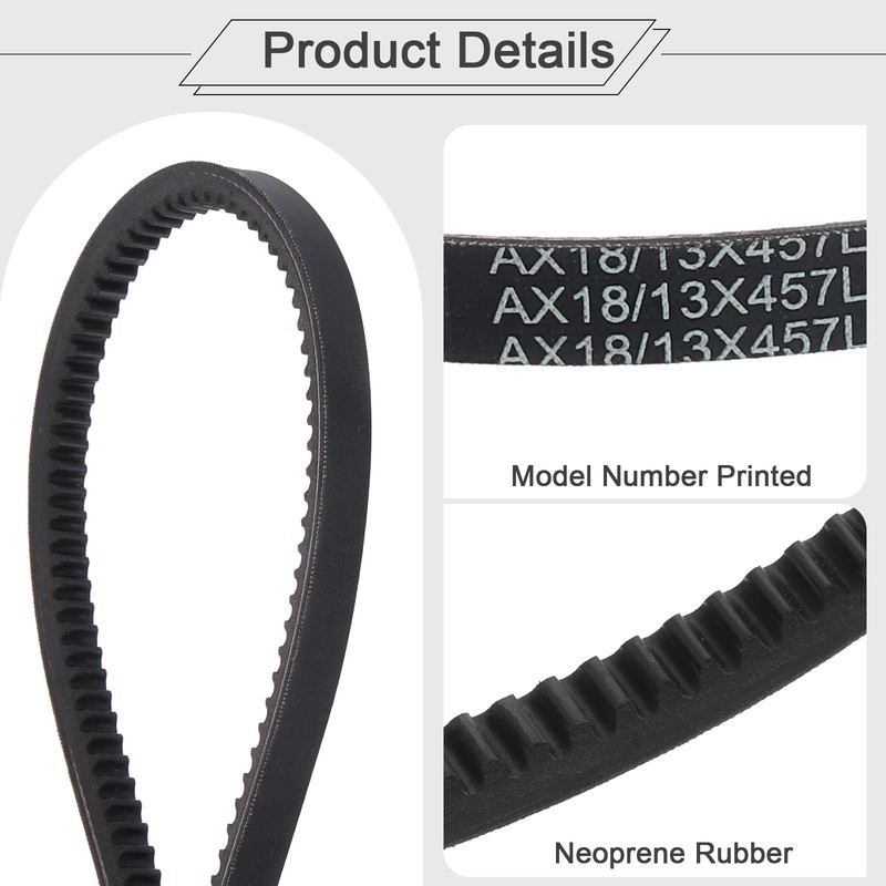 sourcing map 3 Pcs AX18 EPDM V-Belt, Raw Edge Cogged