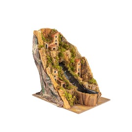 Village with Central Stream for Nativity Scene with Houses 20 x 14 x 20 cm (7.87 x 5.51 x 7.87 inches), Made in Mano, Made in Italy