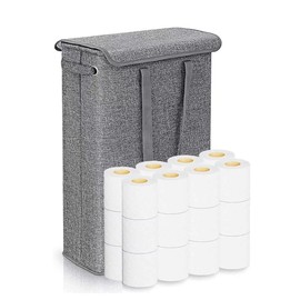 Extra Large Toilet Paper Storage,Toilet Paper Basket with Lid and Handle,toilet paper storage holder for Bathroom,Free Standing Toilet Paper Holds Up to 18-24 Rolls,Bathroom Accessories Organizer,Gray