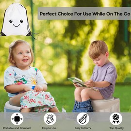 80 Potty Liners, Includes - 30 Disposable Travel Potty Liners with Absorbent Pads and 50 Potty Bags, Packaged in a Backpack for Potty Training.