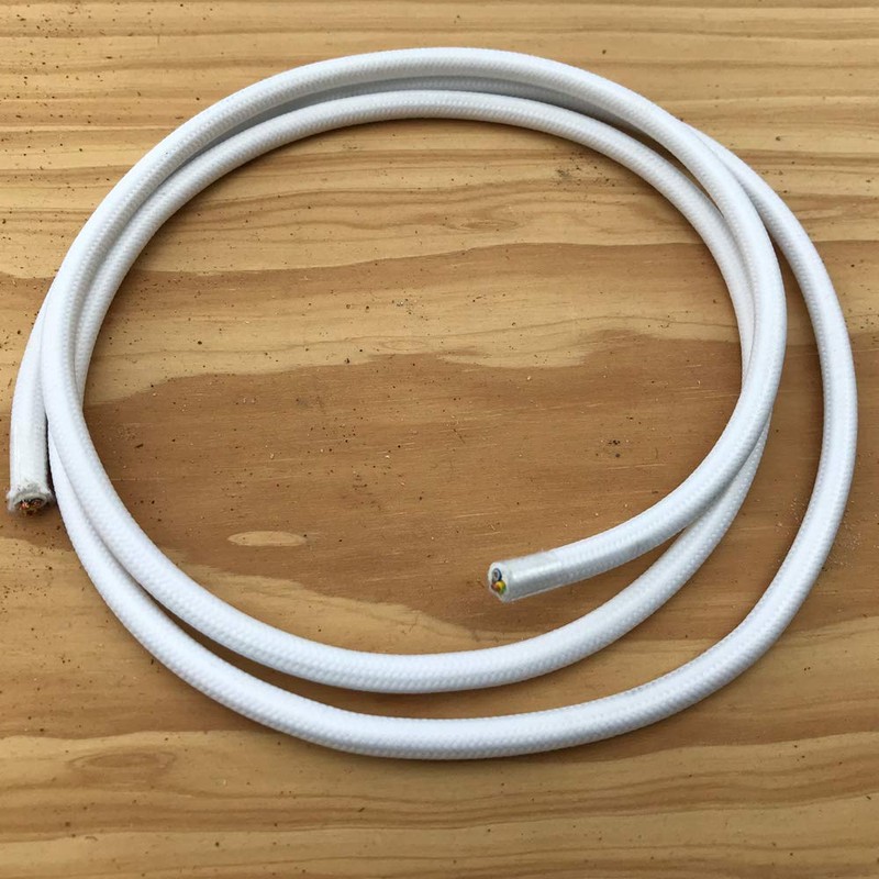 3 m Textile Cable White Plain Colours 3 x 0.75