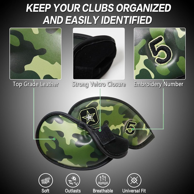 Golf Iron Head Covers Numbers Synthetic Leather Headcover Deluxe Value
