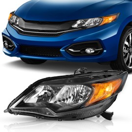 TUSDAR Headlight Assembly Replacement for 2014-2015 Honda Civic Coupe 2 Door OE Style Headlamp Halogen Head Light Lamp (Left Driver Side)