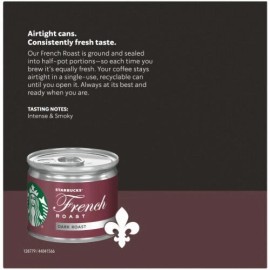 Starbucks French Roast Dark Roast Ground Coffee Cans, 8 x 1.3oz. (Pack of 12)