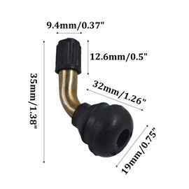 Runseaway 2Pcs PVR70 Valve Stem Bent 45 Degree Angled, Brass Wheel Valve Stems, Snap-in Rubber Base, Compatible with Tubeless Tire Rim for Motorcycle, Scooter, ATV, Lawn Equipment