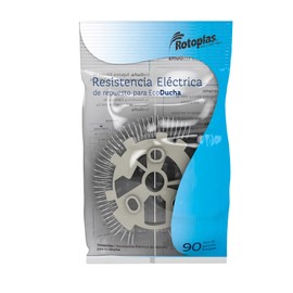 Resistencia eléctrica, Rotoplas, Repuesto para Regadera Eléctrica EcoDucha Modelo 5 000 W CM 3T, Voltaje 60 Hz, 127 V˜, Interruptor termomagnético: 40 A, Conductores del circuito: 10 mm2 (8 AWG).
