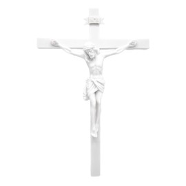 Vittoria Collection 13" Wall Crucifix Cross Jesus White Stone Corpus Italian Statue Sculpture Made in Italy