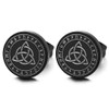 Black Celtic Trinity Knot Stud Earrings for Men Nordic Rune