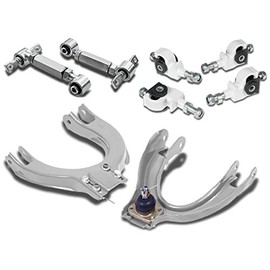 Auto Dynasty Compatible with Honda Civic/CRX 8-PC Front+Rear Camber+Adjustable Control Suspension Kit (Silver) - ED EE