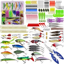 Crevyteg 300PCS Fishing Lures Baits Set, Sea Fishing Tackle Set with Fish Treble Hooks and Vivid Spinner Baits, Artificial Swimbait with Box, Fishing Bass Bait for Outdoor Freshwater Saltwater Fishing