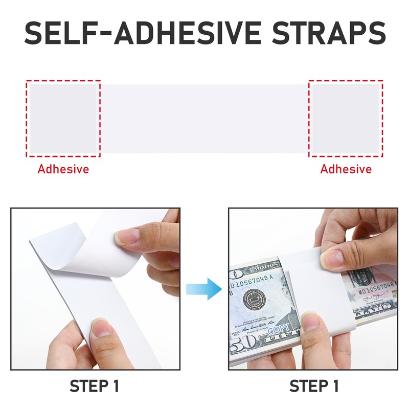 L LIKED 100 PCS Money Bands, Self Sealing Currency Money