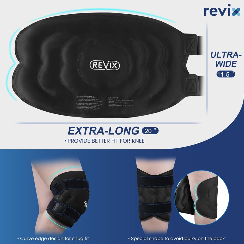 REVIX 20'' XXXL Reusable Ice Knee Wrap for Discomfort Reduction,