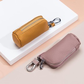 Yocipa Leather Key Case, Men's, Coin Purse, Women's, Book, Leather, Coin Case, Multifunctional Key Case, Coin Holder, Compact, Pink