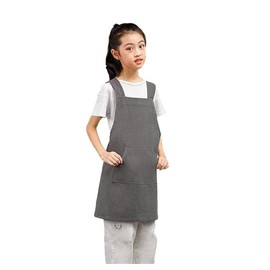 WANGTAO Apron, Children, Kids Apron, Boys and Girls, Children's Apron, Elementary School Students, Junior High School Students, Children's Apron, Plain, Simple, Linen, Fashionable, Cute, Easy to Put