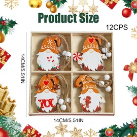 Bekecidi 12 Pcs Christmas Tree Decorations Christmas Gingerbread Man Ornaments Wooden Ornaments Christmas Tree Hanging Ornament with Rope for Xmas Tree Hanging Crafts Supplies