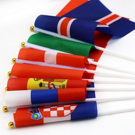 Rockreyoa 32 Pieces Various Countries Flag Hand Flag Set Flag with Flag Stick Small National Flags World Flags Party Decorations for Olympic Games World Cup Sports Party 14 x 21 cm