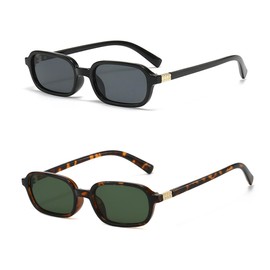 Ridering Trendy Retro 90s Square Sunglasses for Women & Men,Small Narrow Vintage UV Protection Fashionable Sunglasses