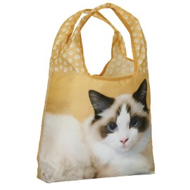 O-WITZ Reusable Grocery Bags | Vibrant Tote Bag For Groceries, Gym, Beach Gear, & More | Washable Design With Large Handles For Maximum Convenience | Folds Into A Small Pouch, Cat Gold