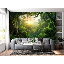 Musihy Forest Tapestry Wall Hanging, 150 x 130 cm, Jungle Forest Landscape Wall Decoration for Bedroom, Living Room, Dorm, Green