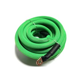 225FWY 1/0 Gauge Custom Color + Length Snakeskin Braided Sleeving OFC Wire Strands Copper Marine Cable AWG (Green, 10 FT)
