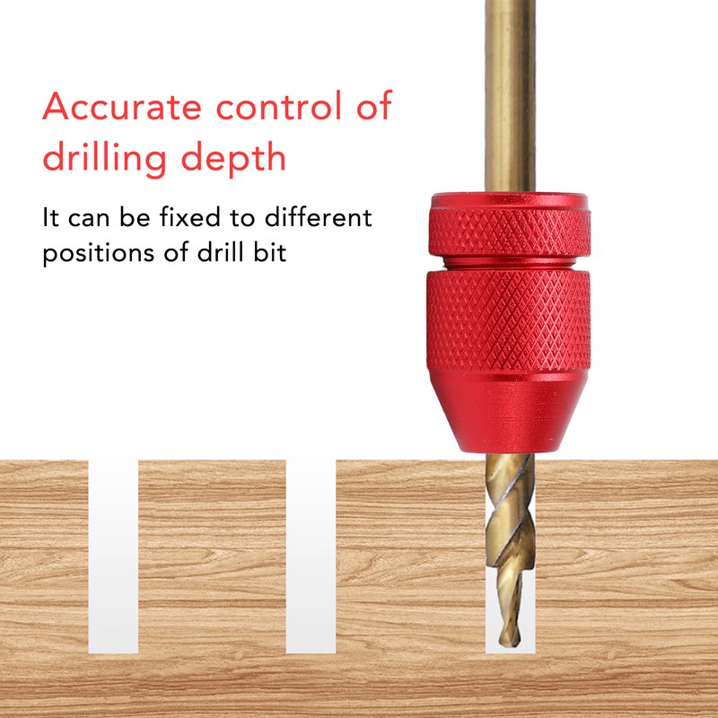Adjustable Drill Stop Collar Aluminum Alloy Red Anti Slip Nylon