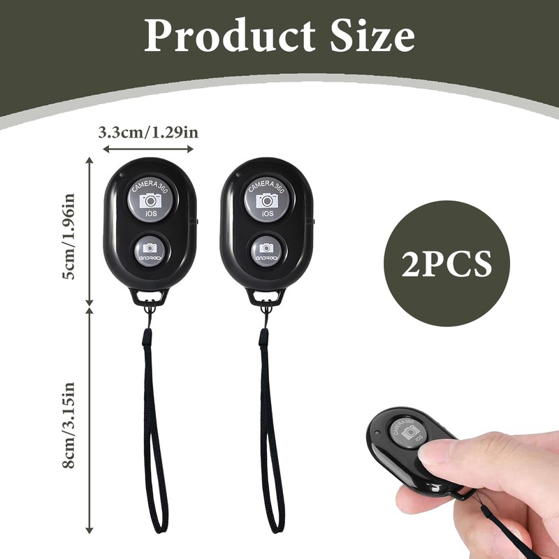 2 Pack Bluetooth Camera Remote Shutter, Selfie Stick Shutter Release