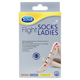 Scholl Flight Socks Compression Hosiery Ladies, Natural (8-10)