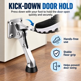 Kick Down Door Stopper for Home and Office – Metal Foot Pedal Door Holder with Quiet Anti-Collision Design for Everyday Use
