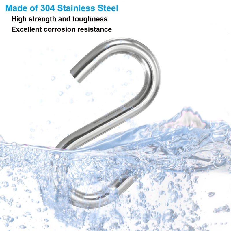 PATIKIL Set of 4 S Hooks 3.4" 304 Stainless Steel