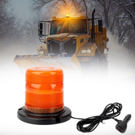 Amber Beacon Strobe Lights, 12-24V 16 Flashing Modes 60 LED Warning Lights with Magnetic Base,Traffic Safety Light for Construction Vehicles Tractor,Tow Trucks, Snow Plow (Amber, 1 Pc)