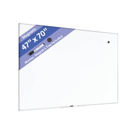 U Brands Magnetic Dry Erase Board White Board, 48" x 72", Slim Aluminum Frame, Includes Dry Erase Marker, Magnet, and Clip-On Tray
