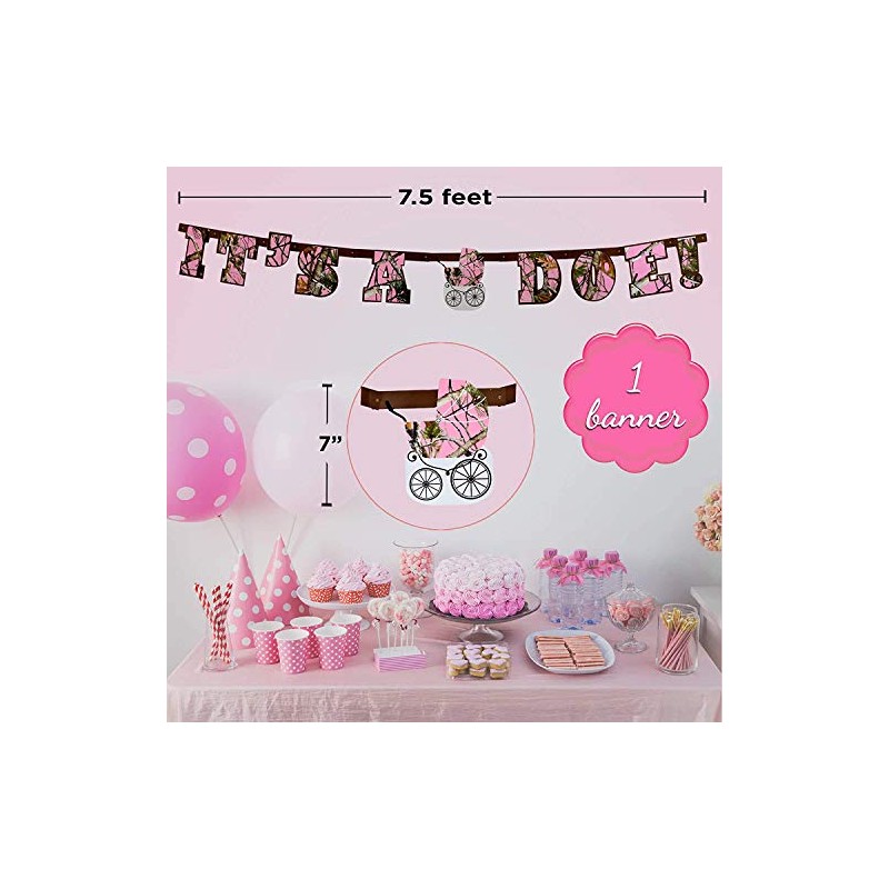 Pink Camo "It's a Doe" Banner Decoration (Each)