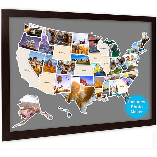 USA Photo Map, Travel Map - 24 x 36" 50