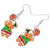 TIZURO Christmas Acrylic Fun Holly Santa Hat Gingerbread Man Earrings