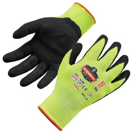 Ergodyne unisex adult Hi-vis Cut Resistant Work Gloves, Ansi A2, Wsx Palms for Optimal Grip With Wet/Oily Hi Vis Nitrile Coated CR Gloves, Lime, Small US