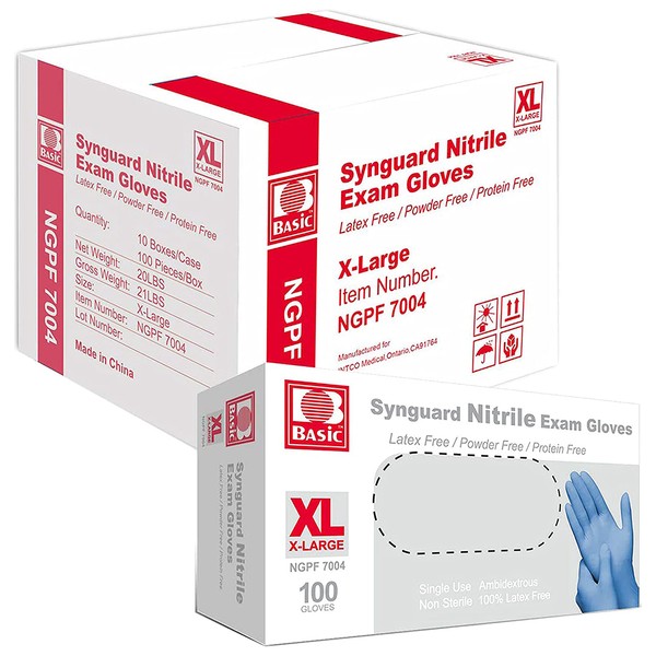Rhino Basic Medical Nitrile Exam Gloves (1000, X-Large)