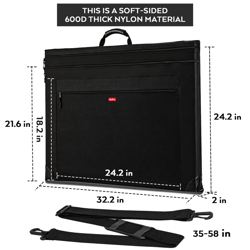 Nicpro Light Weight Art Portfolio Bag, 23x31 Black Art Canvas