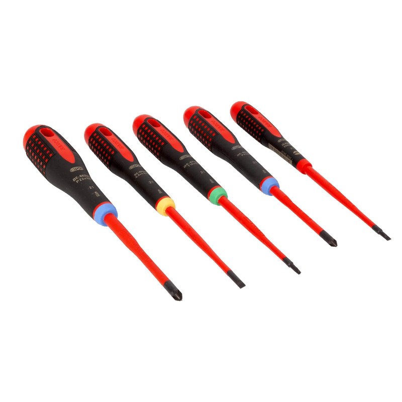 Bahco BE-9872SL Ergo 5 Piece VDE Insulated Slimline SL/PZ/TX Screwdriver
