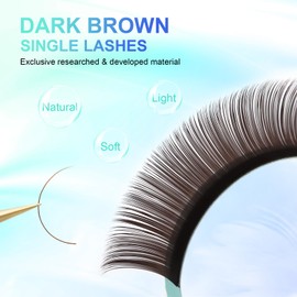 NAGARAKU Dark Brown Eyelash Extension Thickness 0.15 mm C Curvature 7-15 mm Mixed Length Soft Individual Eyelashes 20 Rows Dark Brown Eyelash Extensions Artificial Eyelashes Individual