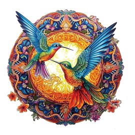 Xeerrfan Hummingbird Diamond Art Painting Kits for Adult, 5D Birds Stained Glass Painting Kits, DIY Full Drill Diamond Dots Paintings with Diamonds, 12 x 12 inch