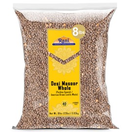 Rani Desi Masoor (Masur) Whole 128oz (8lbs) 3.63kg (aka. Pardina Spanish/American Brown Lentils Whole) Bulk ~ All Natural | Vegan | Gluten Friendly | Kosher | Product of USA